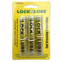 LockNLube® grease coupler rebuild kit packaging featuring three tubes for easy grease application.