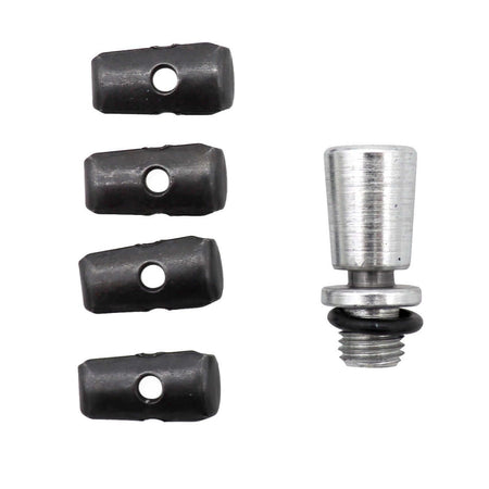 LockNLube® Grease Coupler Rebuild Kit components including four steel jaws and threaded cone seal replacement.