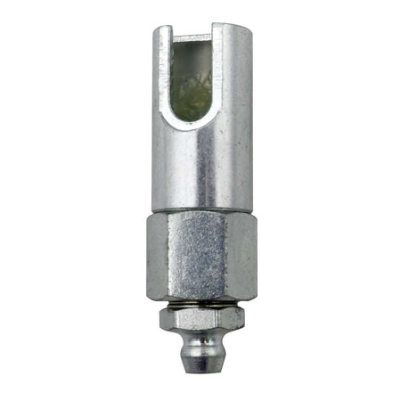 LockNLube push-on 90° grease coupler adapter for hard-to-reach Zerk fittings, compatible with standard and metric couplers.