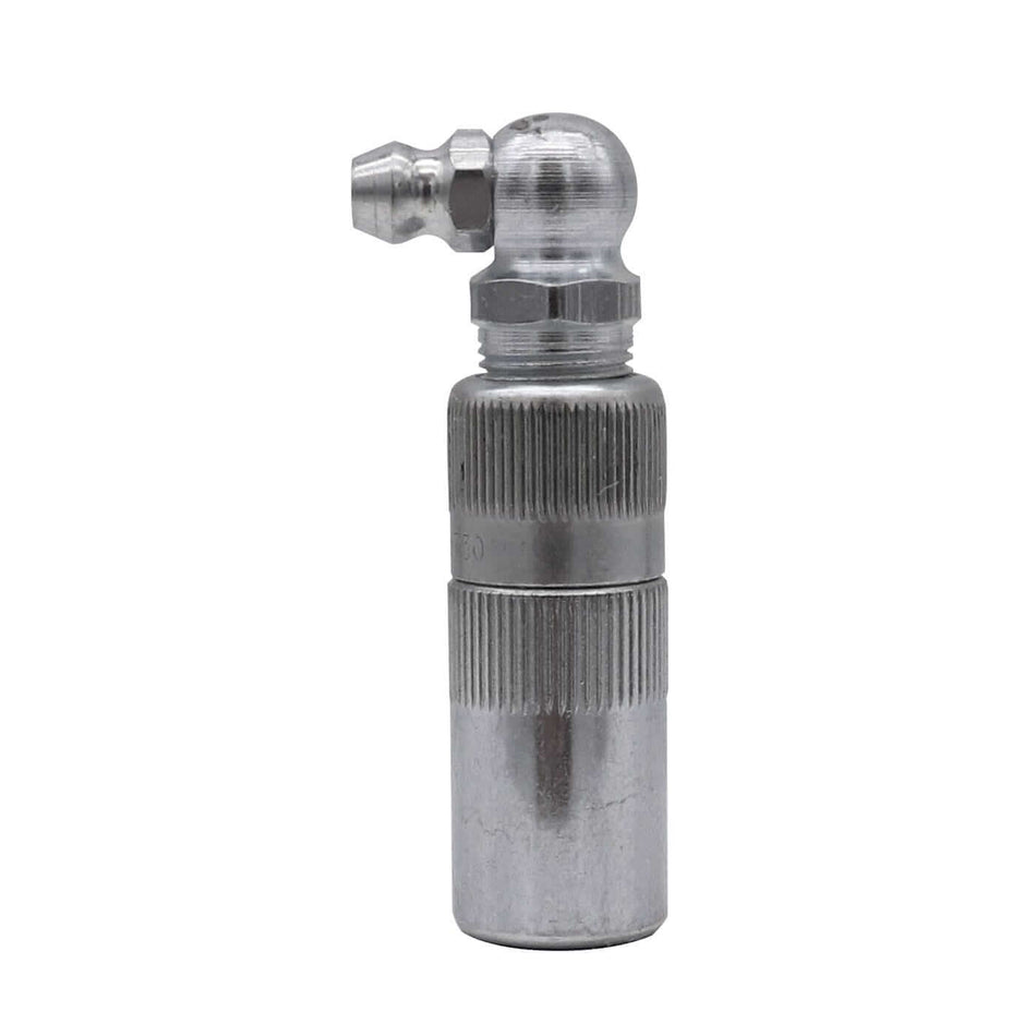 LockNLube Simple 90° grease coupler adapter for hard-to-reach grease fittings in confined spaces.