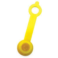 Yellow grease fitting cap with integrated collar for secure attachment, fits all standard grease fittings.