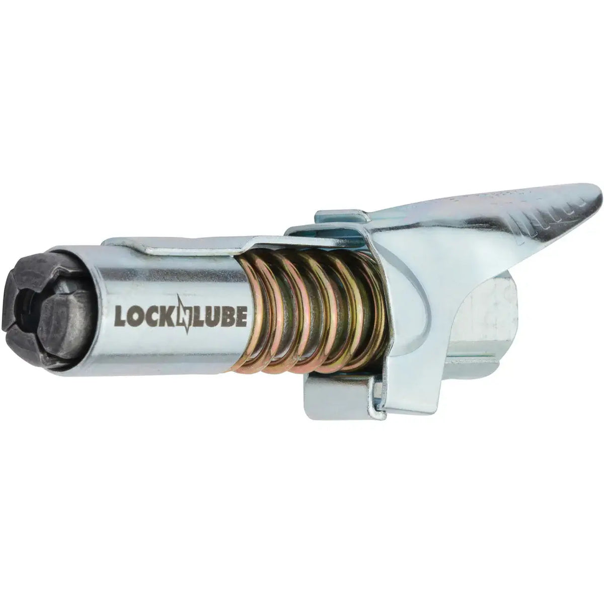 LockNLube grease coupler with spring mechanism for easy attachment and efficient greasing, part of hose assembly upgrade.