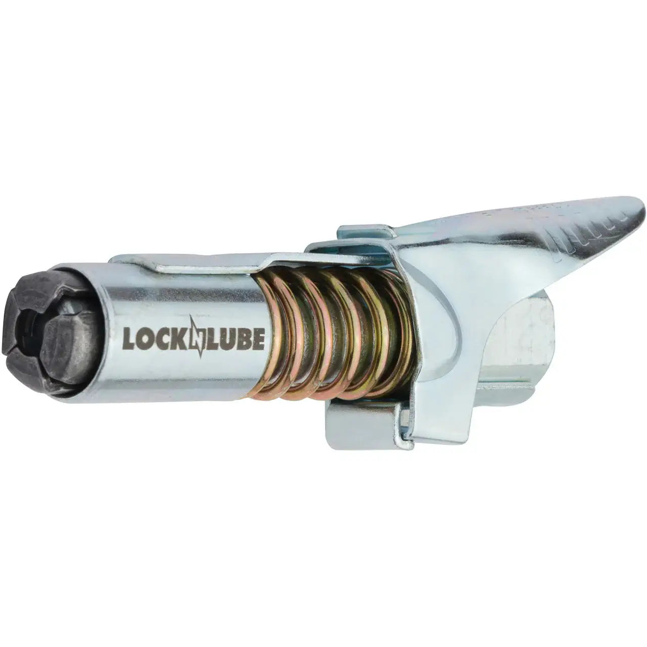 LockNLube grease coupler with spring mechanism for easy attachment and efficient greasing, part of hose assembly upgrade.