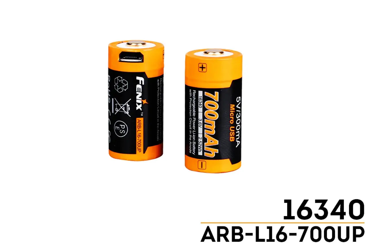 Fenix ARB-L16-700UP 16340 rechargeable battery, 700mAh with safety features, perfect for high-load devices.