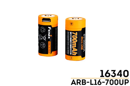 Fenix ARB-L16-700UP 16340 rechargeable battery, 700mAh with safety features, perfect for high-load devices.