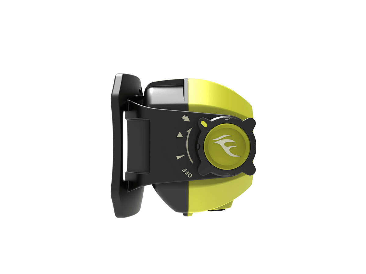 Fenix WH23R gesture sensing industrial headlamp featuring a side view with adjustable brightness control.