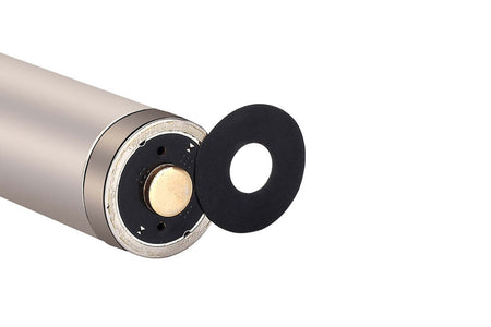 Close-up of the Fenix ARB-L18-3400mAh rechargeable 18650 battery showing the contact base and protective washer.