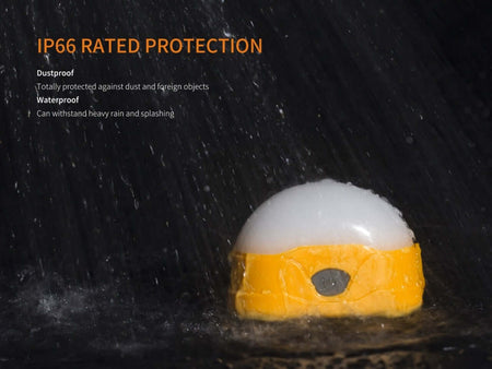 Fenix CL20R camping lantern showcasing IP66 rated protection against dust and water.