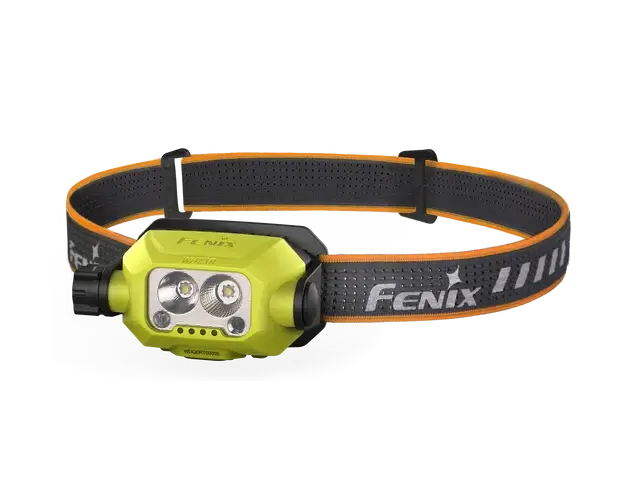 Fenix WH23R gesture sensing industrial headlamp with adjustable strap in vibrant green and black.