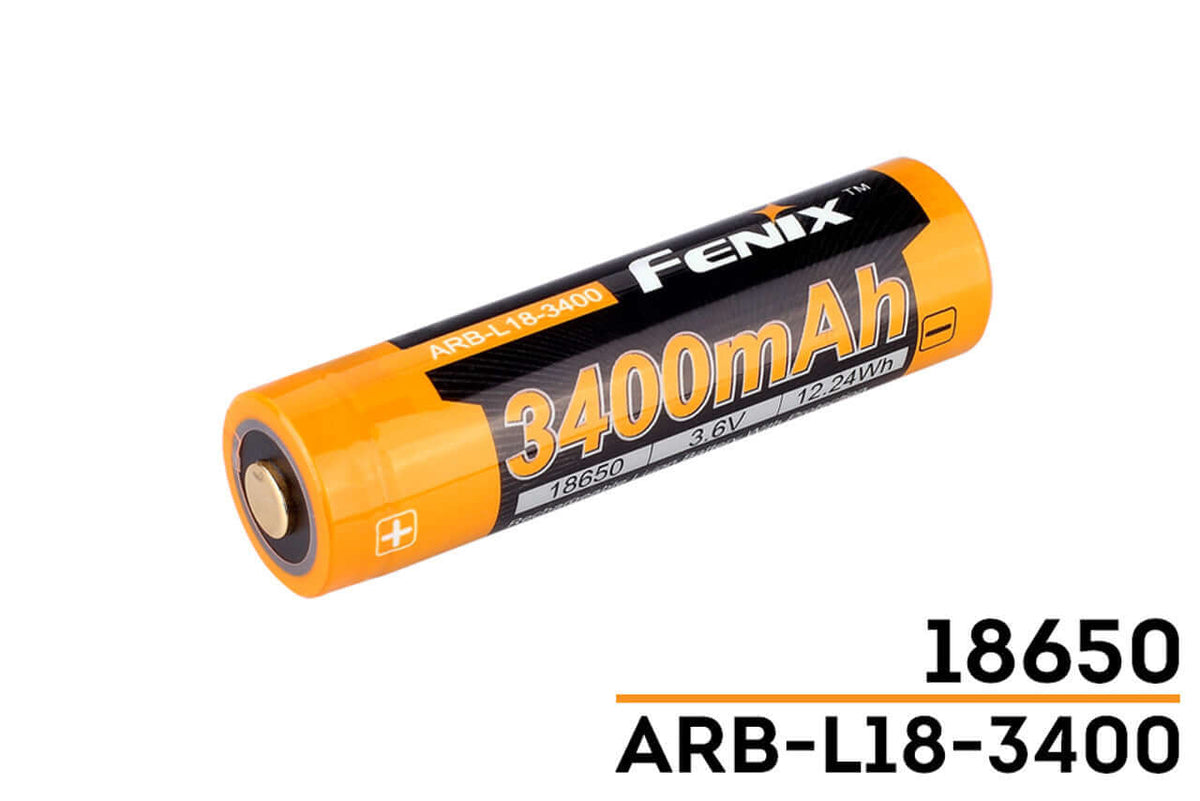 Fenix ARB-L18-3400mAh rechargeable 18650 battery features high capacity and safety design.