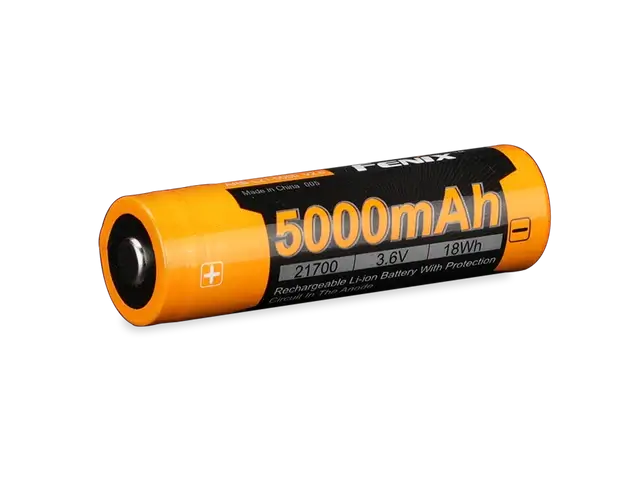 Fenix ARB-L21-5000 V2 rechargeable 5000mAh 21700 Li-ion battery with protective features.