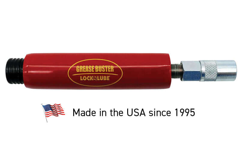 Grease Buster® tool for clearing clogged grease fittings, made in the USA by LockNLube since 1995.