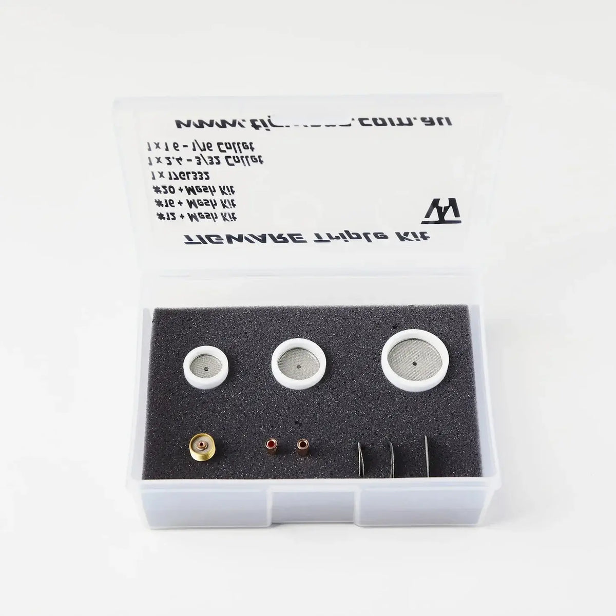 TIGWARE Teflon Boxed Kit with triple diffuser units for enhanced welding performance and smooth gas flow.