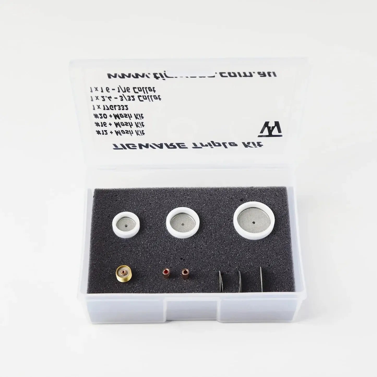 TIGWARE Teflon Boxed Kit with triple diffuser units for enhanced welding performance and smooth gas flow.
