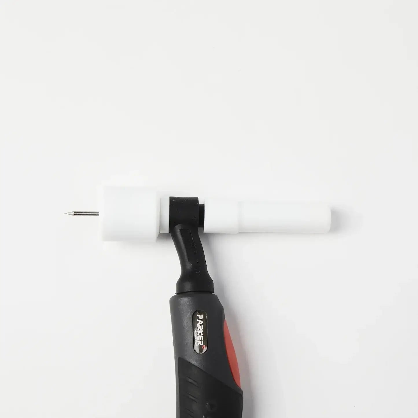 TIGWARE Back-Cap attached to a TIG welding torch, designed for durability and ease of use in heavy-duty welding conditions.