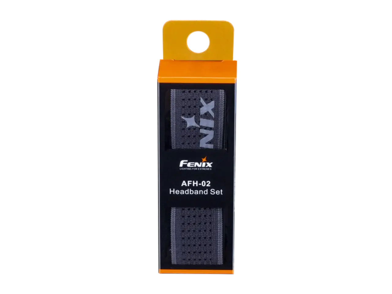 Fenix AFH-02 Special Edition Headband packaging designed for Fenix headlamps, showcasing durability and style.