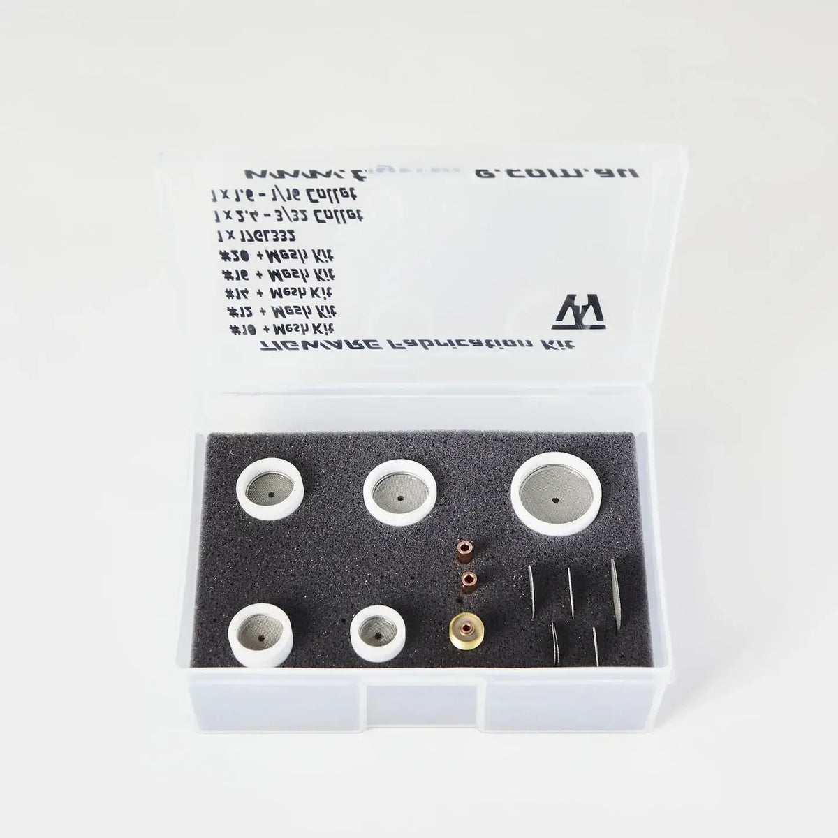 TIGWARE TEFLON Boxed Kit with multiple Teflon components for optimal welding performance and controlled gas flow.
