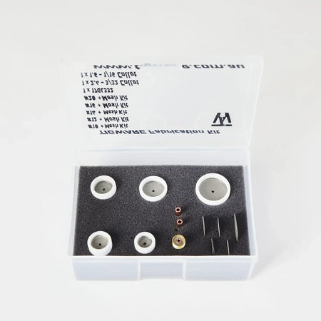 TIGWARE TEFLON Boxed Kit with multiple Teflon components for optimal welding performance and controlled gas flow.