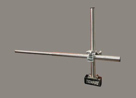 TIG Steady by TIGWARE, featuring robust stainless steel design and strong magnetic base for stable welding support.