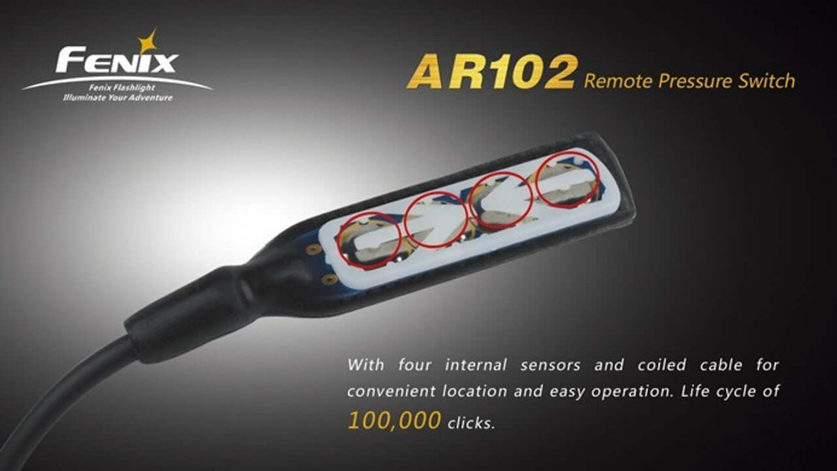 Fenix AER-01 remote pressure switch with four internal sensors and a life cycle of 100,000 clicks.