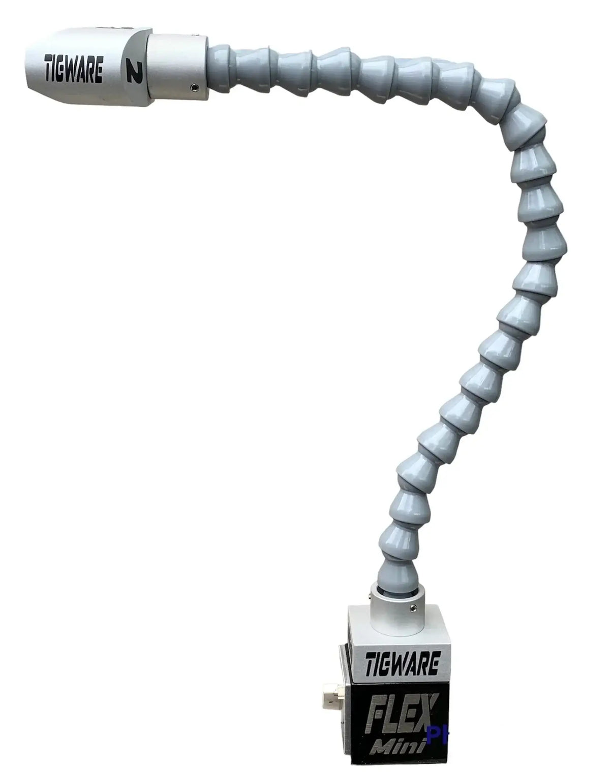 FLEX-Mini welding accessory with switchable magnet base and flexible arm for easy positioning and shielding during TIG welding.