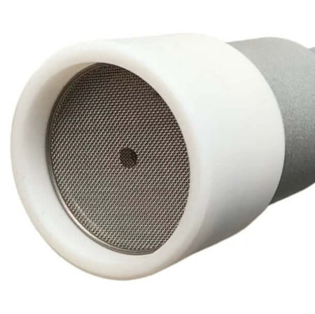 Close-up of FLEX-Shielding Nozzle designed for TIG welding, featuring diffuser system and mesh for optimal shielding.