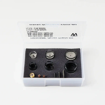 TIGWARE Quartz Boxed Kit with assorted quartz nozzles and components in protective case for welders.