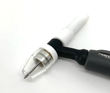 AC-250 #6 quartz ceramic nozzle for TIG welding, designed for tight spaces, rated up to 250 amps.