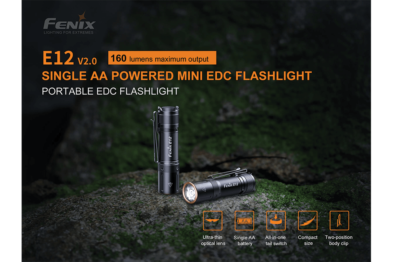 fenix e12 flashlight stainless Fenix E12 V2.0 AA EDC Flashlight
