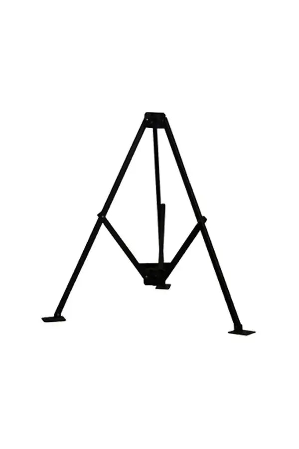 Heavy duty tripod umbrella stand, black powder-coated aluminum, adjustable for LAPCO umbrellas, with stable footplates.